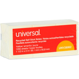 Universal One® Recycled Sticky Notes 1.5 X 2 Yellow; 12 100-Sheet Pads/Pack