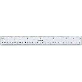 Universal UNV59022*** Universal® Clear Plastic Ruler, Standard/Metric, 12" Long image.