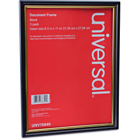 Universal UNV76849 Universal® All Purpose Document Frame, 8.5 x 11 Insert, Black/Gold, 3/Pack image.