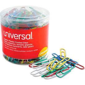 Universal® One Paper Clips Vinyl Coated Wire Jumbo Assorted Colors 250/Pack