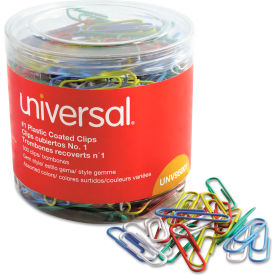 Universal® One Paper Clips Vinyl Coated Wire No. 1 Assorted Colors 500/Pack