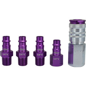 MILTON INDUSTRIES S-305VKIT Milton® Hi Flow V Style ColorFit Purple Coupler and Plug Kit, 5 Pieces image.