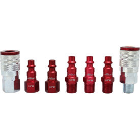 MILTON INDUSTRIES S-307MKIT Milton® Industrial M Style ColorFit Red Coupler & Plug Kit, 7 Pieces image.
