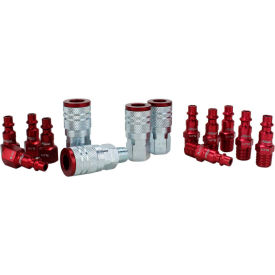Milton S-314MKIT, ColorFit Red Coupler and Plug Kit, Industrial M Style, 14 Pieces