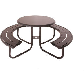 UltraSite® Hartford 36"" Round Solid Top Picnic Table with 2 Seats Surface Mount Brown