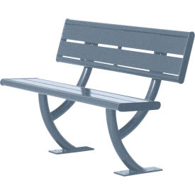 UltraSite® Hartford 4 Bench with Back In-Ground Mount Gray