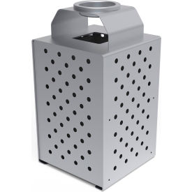 UltraSite® Pasadena Steel Outdoor Trash Can with Ash Urn Lid 36 Gallon Cap. Metallic Silver 