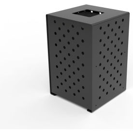 UltraSite® Pasadena Steel Outdoor Trash Can with Flat Lid 36 Gallon Capacity Black 