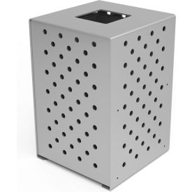 UltraSite® Pasadena Steel Outdoor Trash Can with Flat Lid 36 Gallon Capacity Metallic Silver 
