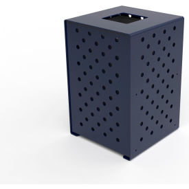 UltraSite® Pasadena Steel Outdoor Trash Can with Flat Lid 36 Gallon Capacity Ultra Blue 