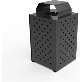 UltraSite® Pasadena Steel Outdoor Trash Can with Rain Bonnet Lid 36 Gallon Capacity Black 