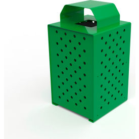 UltraSite® Pasadena Steel Outdoor Trash Can with Rain Bonnet Lid 36 Gallon Cap. Spring Green 