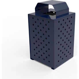 UltraSite® Pasadena Steel Outdoor Trash Can with Rain Bonnet Lid 36 Gallon Cap. Ultra Blue 