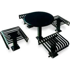 Ultra Play Systems Inc. 30SH2-S UltraSite® Hamilton Round Picnic Table w/ 2 Seats, Steel, Black, 36"L image.