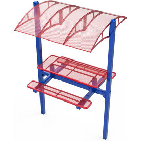 UltraSite® Canopy 72"" Rectangular Picnic Table 2 Seats In-Ground Mount Red