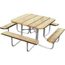 Ultra Play Systems Inc. 358-PT48 UltraSite® 48" Square Picnic Table, Pressure Treated Pinewood image.