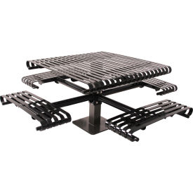 Ultra Play Systems Inc. 40SM-S-BLK UltraPlay® 46" Kensington Square Slat Picnic Table, Surface Mount, Black image.