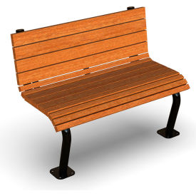 Ultra Play Systems Inc. BLK-410SM-CDR4 UltraSite® Denali Recycled Plastic Bench w/ Back, Surface Mount, 4L, Cedar image.