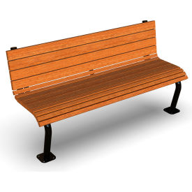Ultra Play Systems Inc. BLK-410SM-CDR6 UltraSite® Denali Recycled Plastic Bench w/ Back, Surface Mount, 6L, Cedar image.
