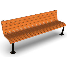 Ultra Play Systems Inc. BLK-410SM-CDR8 UltraSite® Denali Recycled Plastic Bench w/ Back, Surface Mount, 8L, Cedar image.
