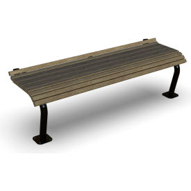 Ultra Play Systems Inc. BLK-411S-CDR2 UltraSite® Denali Recycled Plastic Bench w/o Back, In Ground Mount, 2L, Cedar image.