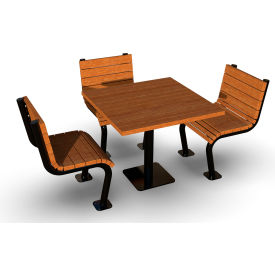 UltraSite® Denali 38-1/2"" Square Recycled Picnic Table with 3 Seats In Ground Mount Brown