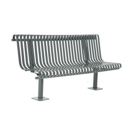 Ultra Play Systems Inc. 43-Sm-S6-Gray UltraSite® Kensington Bench w/ Back, Surface Mount, 72"L, Gray image.