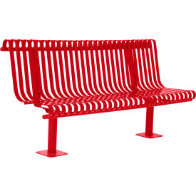 Ultra Play Systems Inc. 43-Sm-S6-Red UltraSite® Kensington Bench w/ Back, Surface Mount, 72"L, Red image.