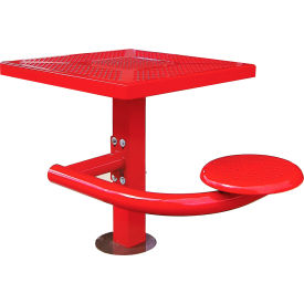 UltraSite® 30"" Square Canteen Table 1 Seat In-Ground Mount Perforated Metal Red