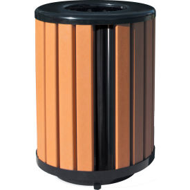 UltraSite® Richmond Recycled Plastic Outdoor Trash Can with Ash Urn Lid 32 Gallon Cap. Brown