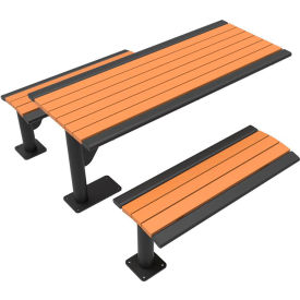UltraSite® Phoenix 6 Cantilever Recycled Table with Backless Benches In-Ground Mount Brown