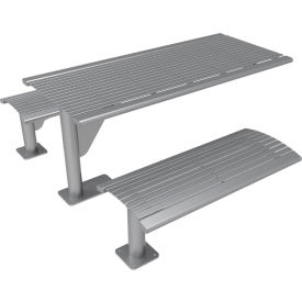UltraSite® Phoenix 6 Cantilever Steel Table with Backless Benches In-Ground Mount Gray