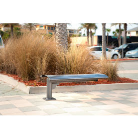 UltraSite® Phoenix 4 Cantilever Steel Bench without Back In-Ground Mount Gray