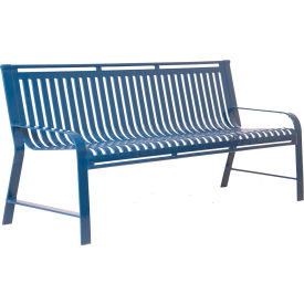 UltraSite® Oxford 4 Outdoor Bench with Back Surface Mount Blue