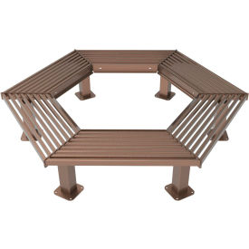 UltraSite® 8 Hexagon Tree Bench In-Ground Mount Brown