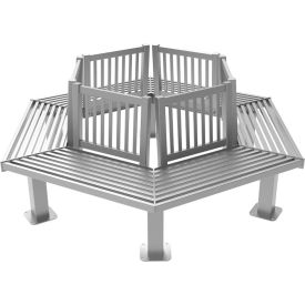 UltraSite® 8 Hexagon Tree Bench with Back In-Ground Mount Gray