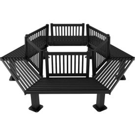 UltraSite® 9 Hexagon Tree Bench with Back In-Ground Mount Black