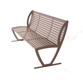 UltraSite® Augusta 6 Outdoor Bench with Back with Side Armrests Surface Mount Brown