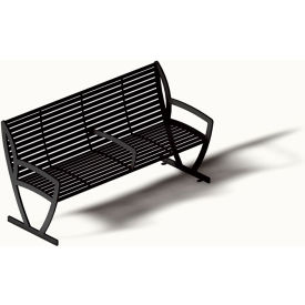 UltraSite® Augusta 6 Outdoor Bench with Back Side & Center Armrests Surface Mount Black