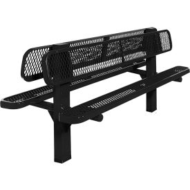 Ultra Play Systems Inc. BLK-962S-V6-BLK UltraSite® Double Sided Bench, Diamond Seat, In Ground Mount, 6L, Black image.