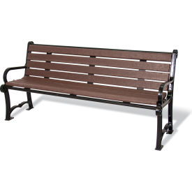 Ultra Play Systems Inc. 964-BRN6 UltraPlay Charleston 72" Recycled Plastic Plank Bench, Brown image.