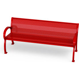 UltraSite® Wilmington 8' Bench with Back Square Punched Surface Mount Red