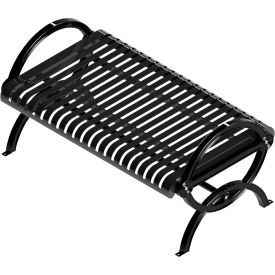 Ultra Play Systems Inc. 98-S4-BLK UltraSite® Durham Vertical Powdercoated Steel Slat Bench w/o Back, Surface Mount, 4L, Black image.