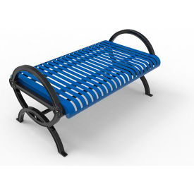Ultra Play Systems Inc. 98-S6-BLK UltraSite® Durham Vertical Powdercoated Steel Slat Bench w/o Back, Surface Mount, 6L, Black image.