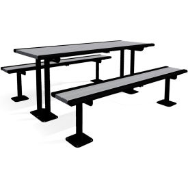 UltraSite® Richmond Rectangular Picnic Table Multi-Pedestal Recycled Plastic Brown 72"L