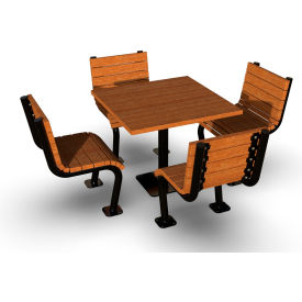 UltraSite® Denali 38"" Square Recycled Picnic Table with 4 Seats Surface Mount Brown