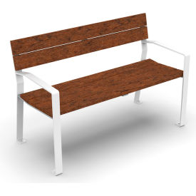 UltraSite® New Haven 4 Ash Wood Bench with Back & Armrests Brown