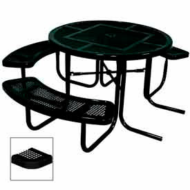 Ultra Play Systems Inc. PBK358H-RDPBK 46" Round Picnic Table, ADA Compliant, Perforated Metal, Black image.