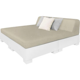 Ledge® Lounger Affinity Sunbed with Back Cushion White Frame Standard Tresco Linen Fabric 