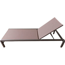Ledge® Lounger Sling Chaise Powdercoat Taupe Frame Gray/White Fabric 